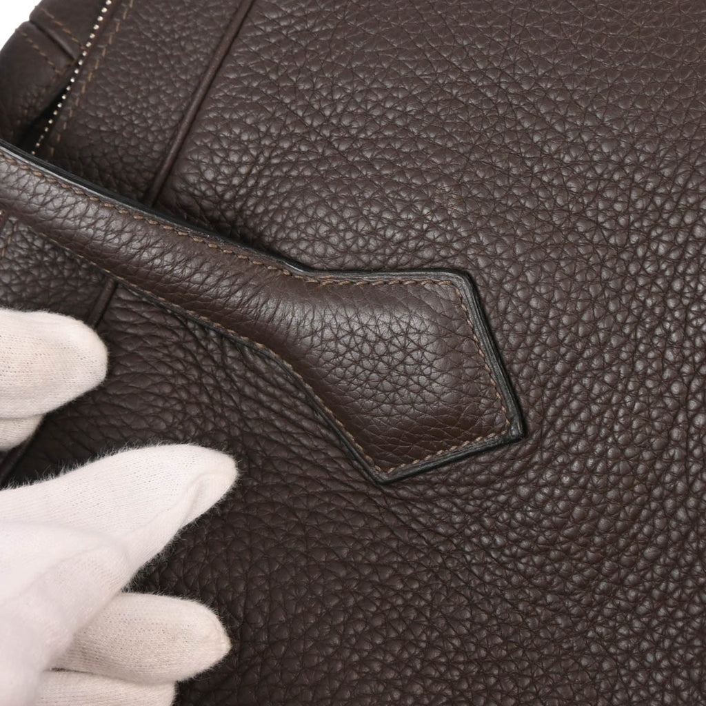 Hermes 2014 Chocolat Taurillon Clemence Victoria 50 Handbag