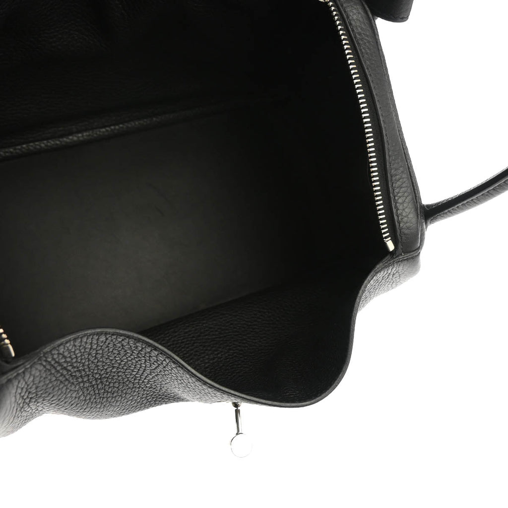 Hermes 2018 Black Taurillon Clemence Lindy 30 Shoulder Bag