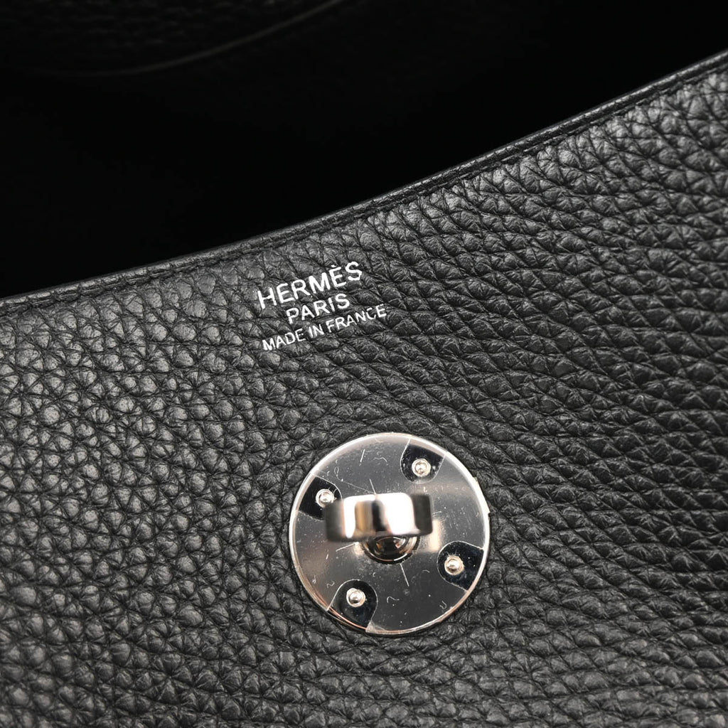 Hermes 2018 Black Taurillon Clemence Lindy 30 Shoulder Bag