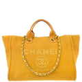 Chanel 2019 Yellow Fabric Medium Deauville 2way Shoulder Tote Bag