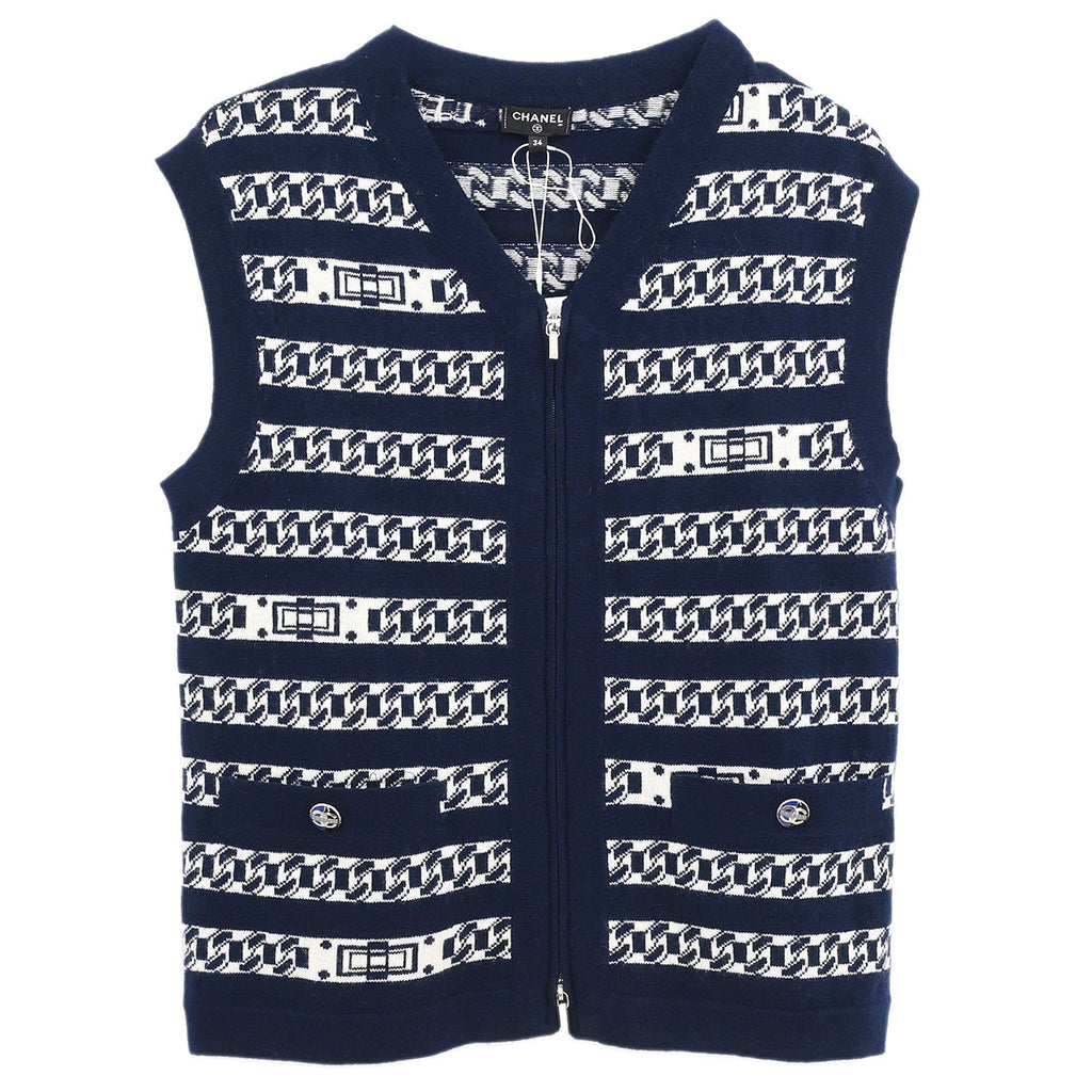 Chanel 2017 Sleeveless Vest Jacket Navy #34