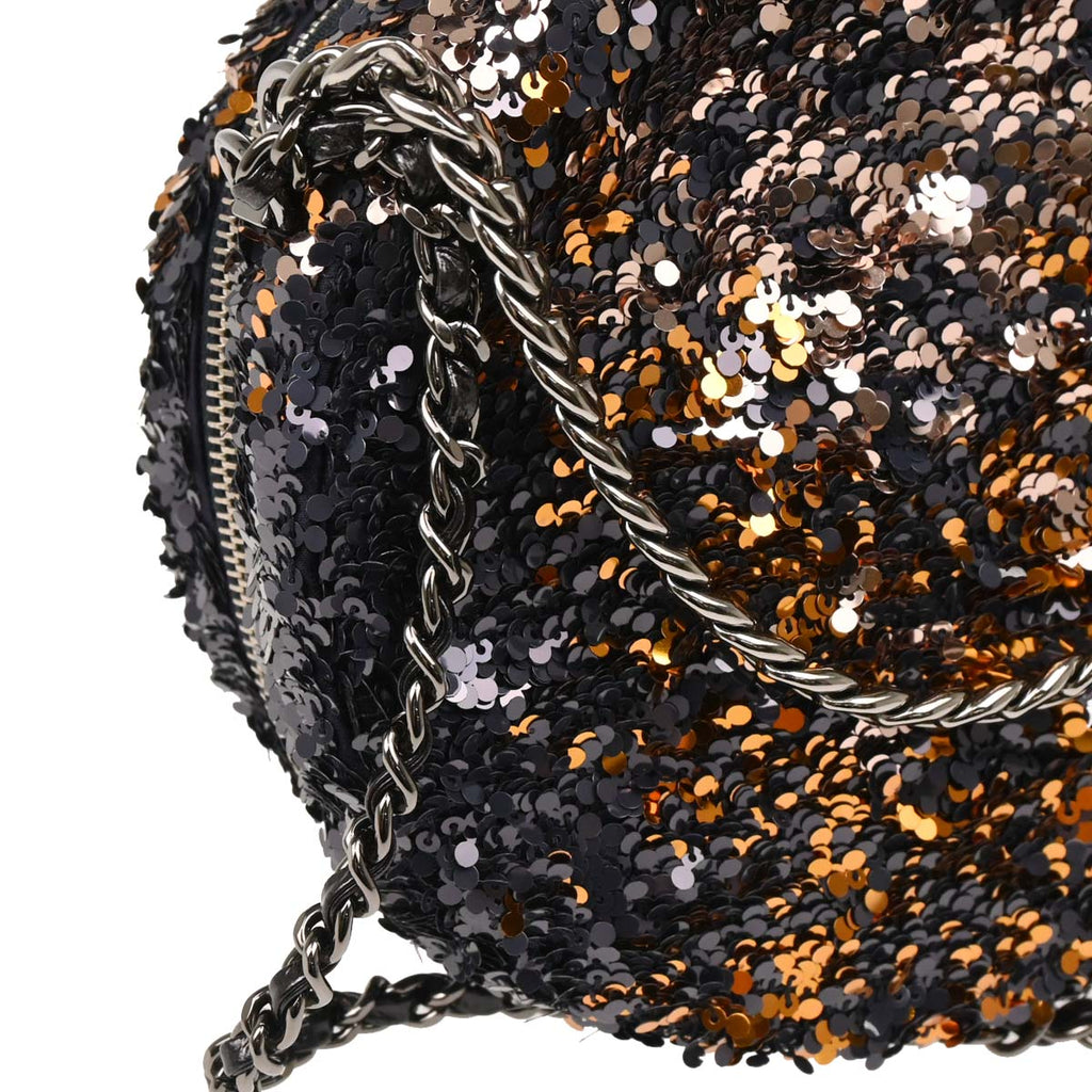 Chanel 2018-2019 Paris-Hamburg Navy Sequins 2way Shoulder Handbag