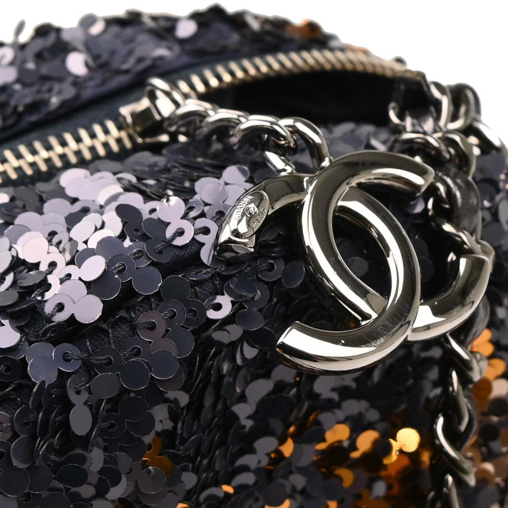 Chanel 2018-2019 Paris-Hamburg Navy Sequins 2way Shoulder Handbag