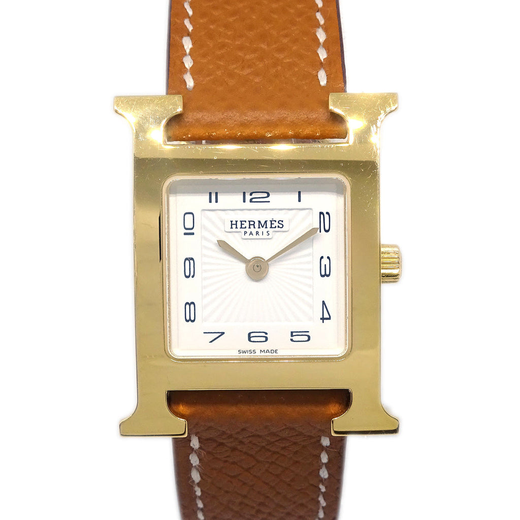 Hermes H Watch HH1.201e Quartz Watch B Gold Brown