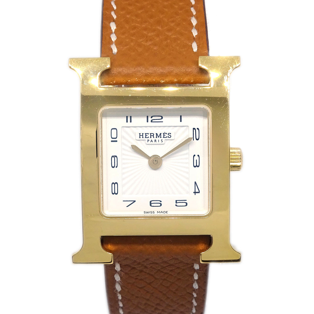 Hermes H Watch HH1.201e Quartz Watch B Gold Brown