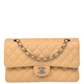 Chanel 2019 Beige Caviar Medium Classic Double Flap Shoulder Bag