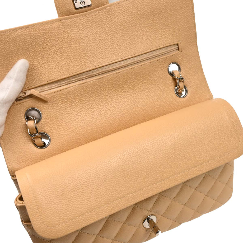 Chanel 2019 Beige Caviar Medium Classic Double Flap Shoulder Bag