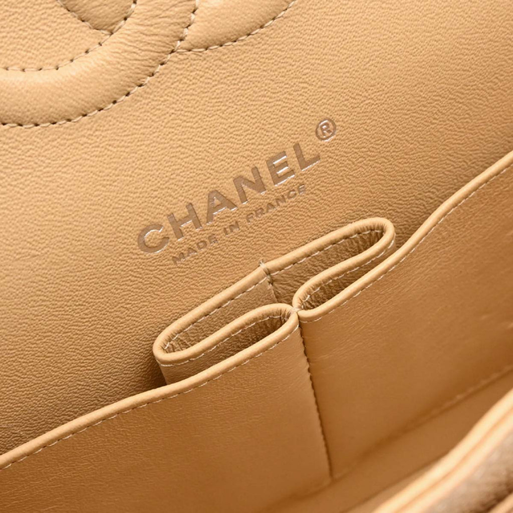 Chanel 2019 Beige Caviar Medium Classic Double Flap Shoulder Bag
