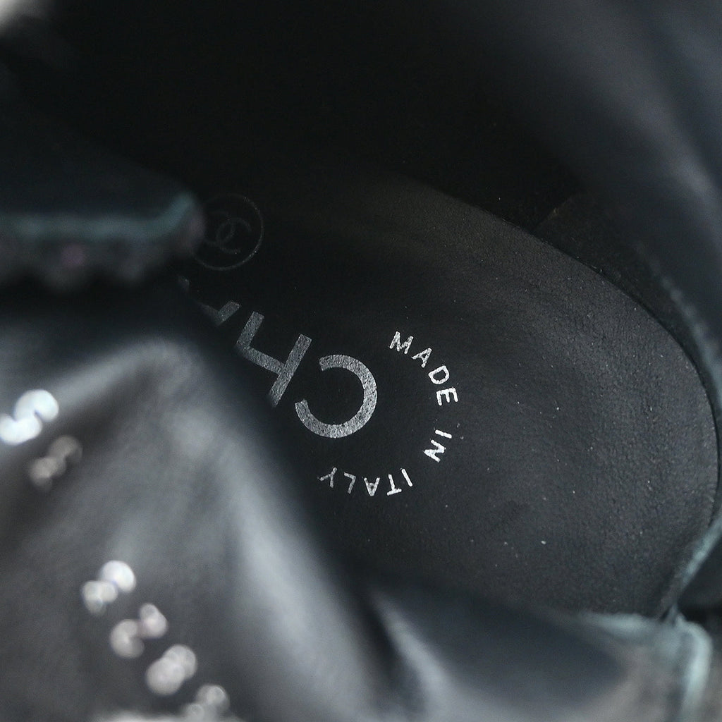 Chanel * Black Corduroy Lace Up Boots #35