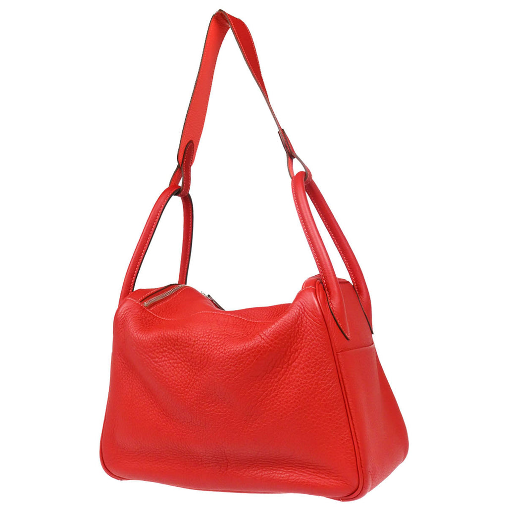 Hermes 2012 Rouge Casaque Taurillon Clemence Lindy 30 Shoulder Bag