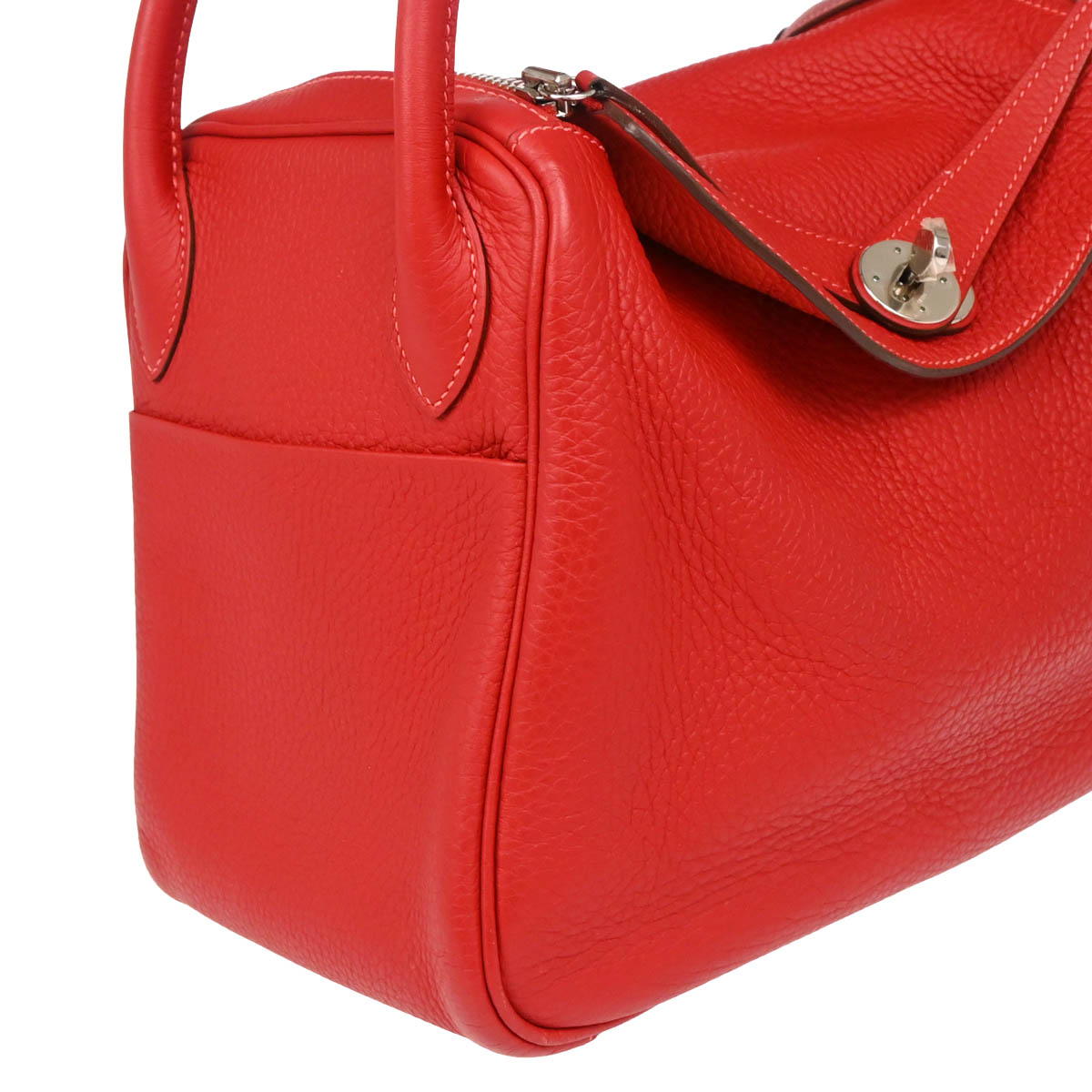 Hermes 2012 Rouge Casaque Taurillon Clemence Lindy 30 Shoulder Bag