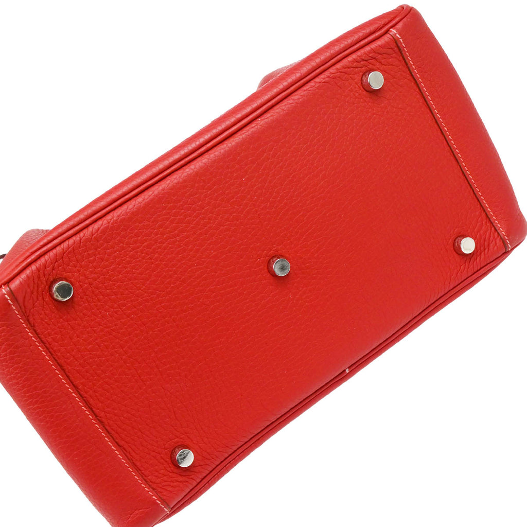 Hermes 2012 Rouge Casaque Taurillon Clemence Lindy 30 Shoulder Bag