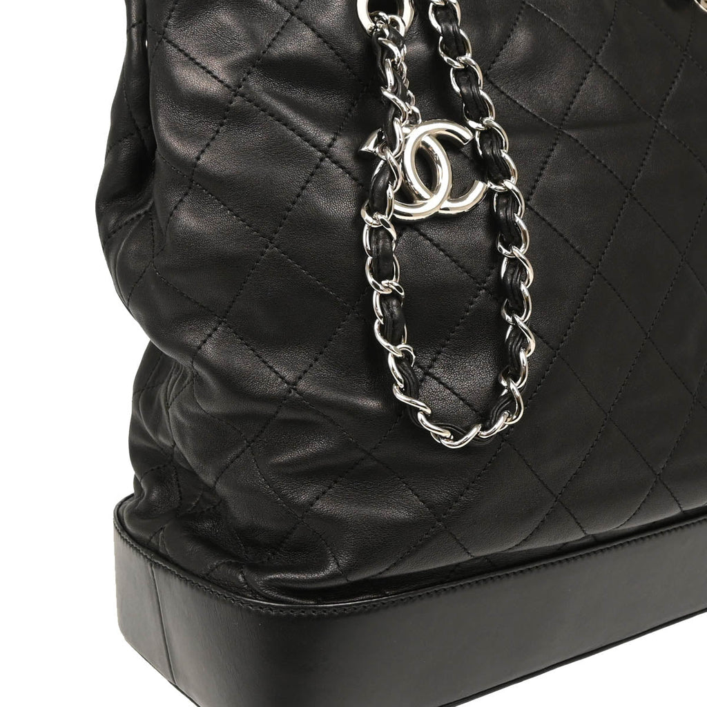 Chanel 2010-2011 Black Lambskin Chain Tote Handbag