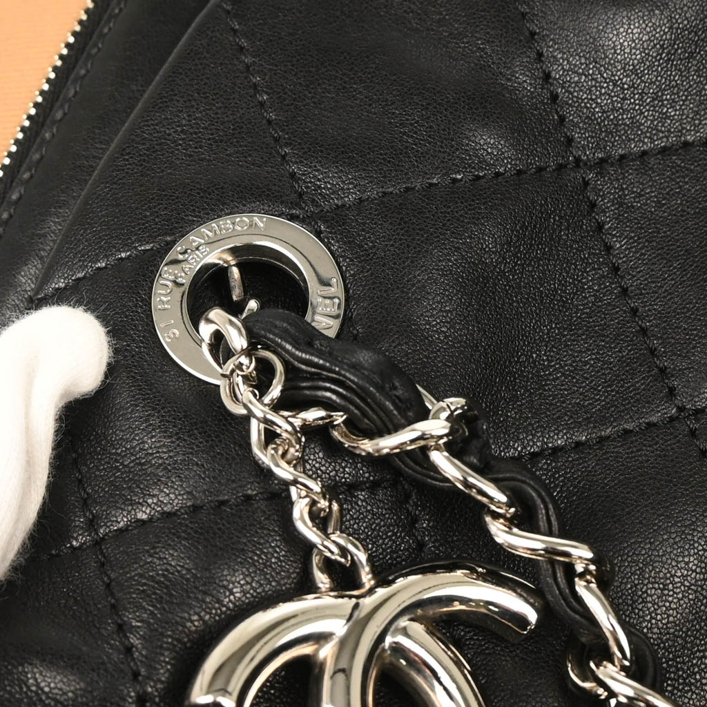 Chanel 2010-2011 Black Lambskin Chain Tote Handbag