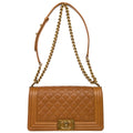 Boy Chanel 2014-2015 Brown Caviar Medium Chain Shoulder Bag