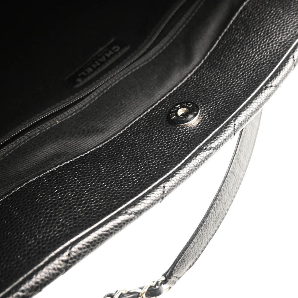 Chanel 2012-2013 Black Caviar Chain Tote Handbag