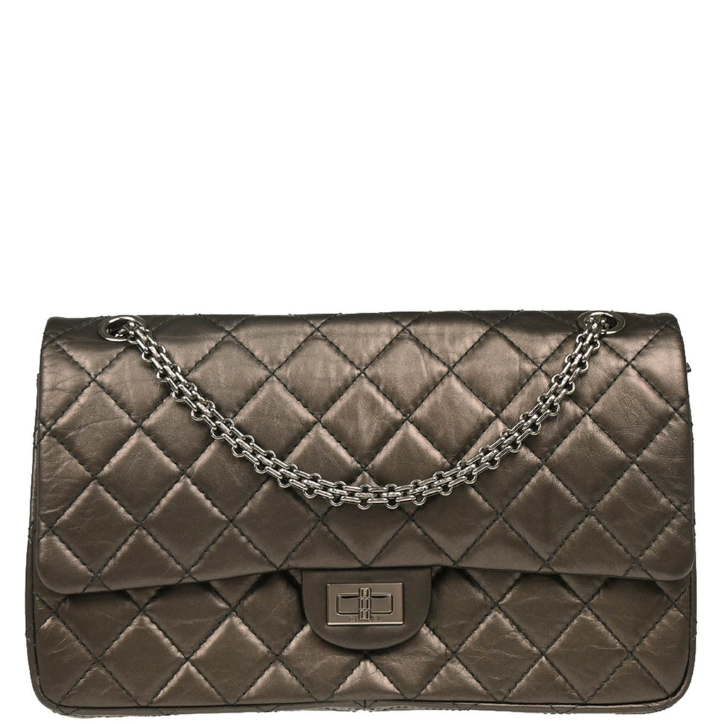 Chanel 2011 Brown Lambskin 2.55 Double Flap Shoulder Bag