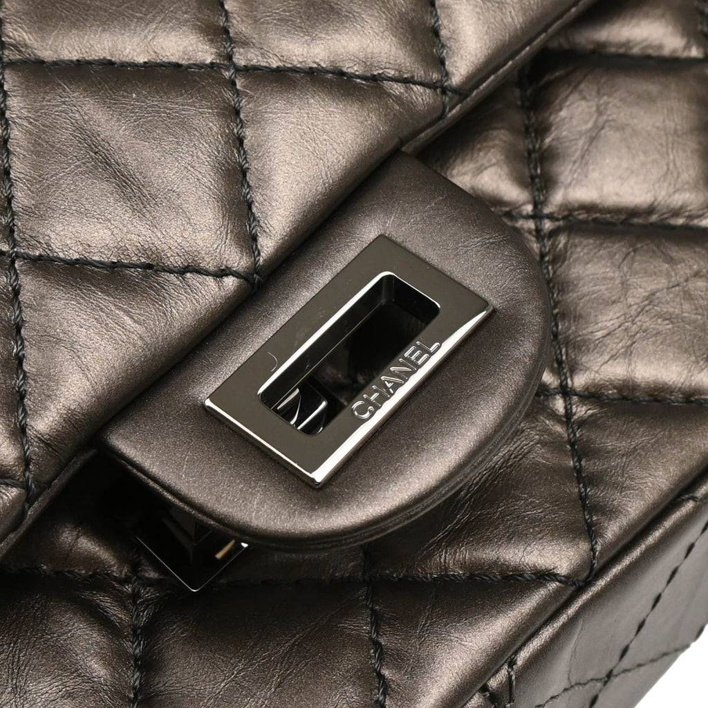 Chanel 2011 Brown Lambskin 2.55 Double Flap Shoulder Bag
