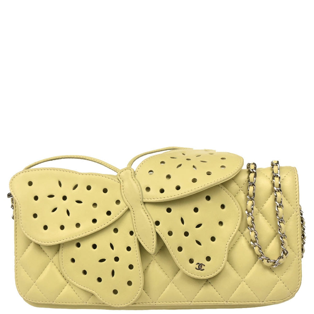 Chanel 2010-2011 Lime Green Lambskin Butterfly Shoulder Bag