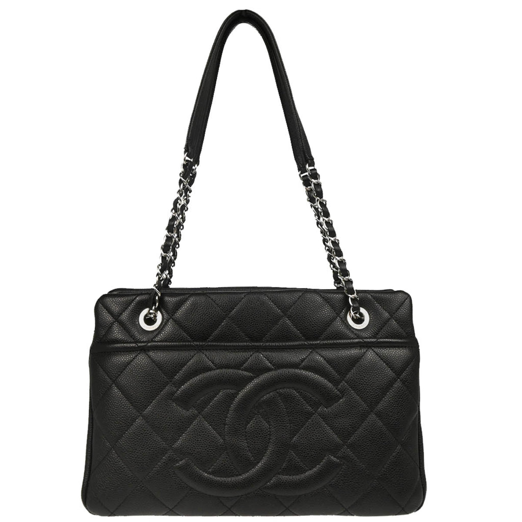 Chanel 2012-2013 Black Caviar Timeless CC Chain Tote Bag