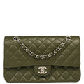 Chanel 2010-2011 Green Caviar Medium Classic Double Flap Shoulder Bag