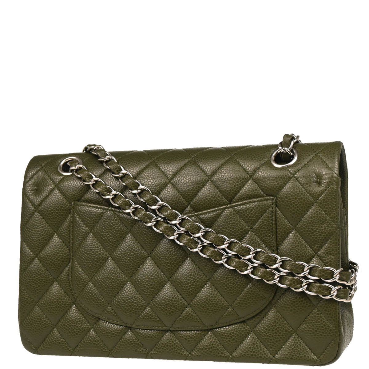 Chanel 2010-2011 Green Caviar Medium Classic Double Flap Shoulder Bag