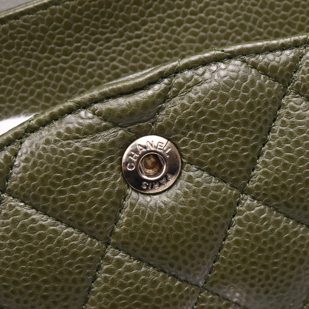 Chanel 2010-2011 Green Caviar Medium Classic Double Flap Shoulder Bag
