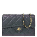 Chanel 2019 Metallic Black Caviar WOC Chain Shoulder Wallet Bag