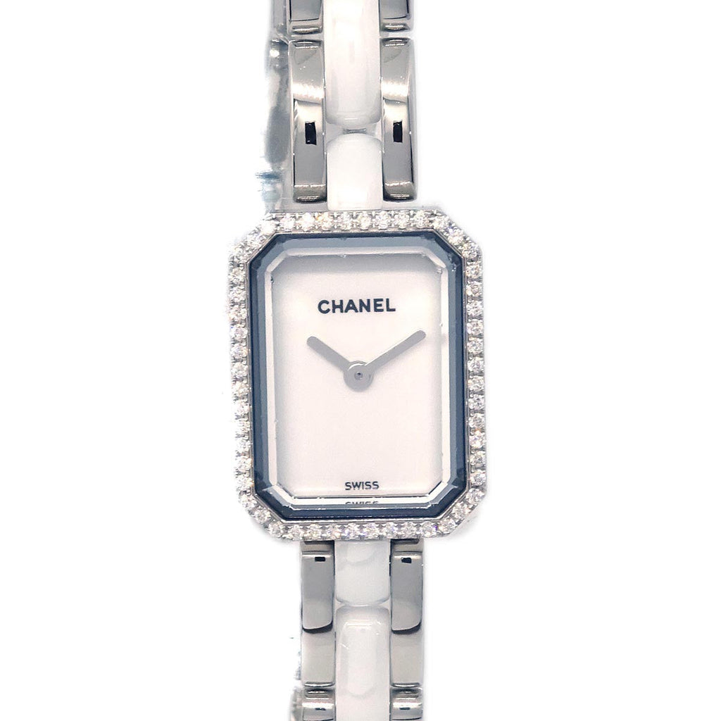 Chanel Premiere Triple Bracelet H3059 Quartz Watch Ceramic SS Diamond