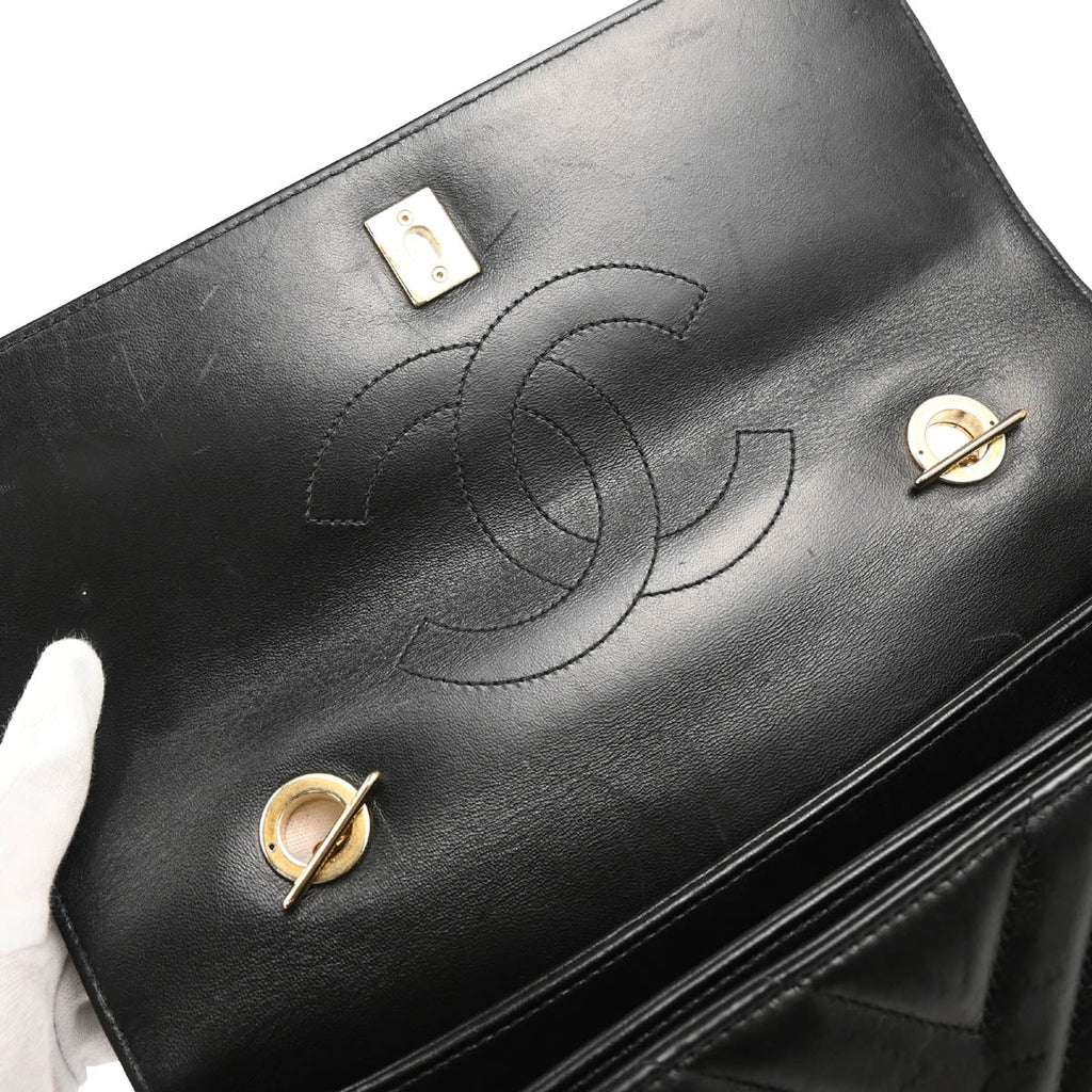 Chanel 2018 Black Lambskin Trendy Chevron 2way Shoulder Handbag