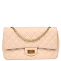 Chanel 2010-2011 Beige Lambskin 2.55 Jumbo Double Flap Shoulder Bag