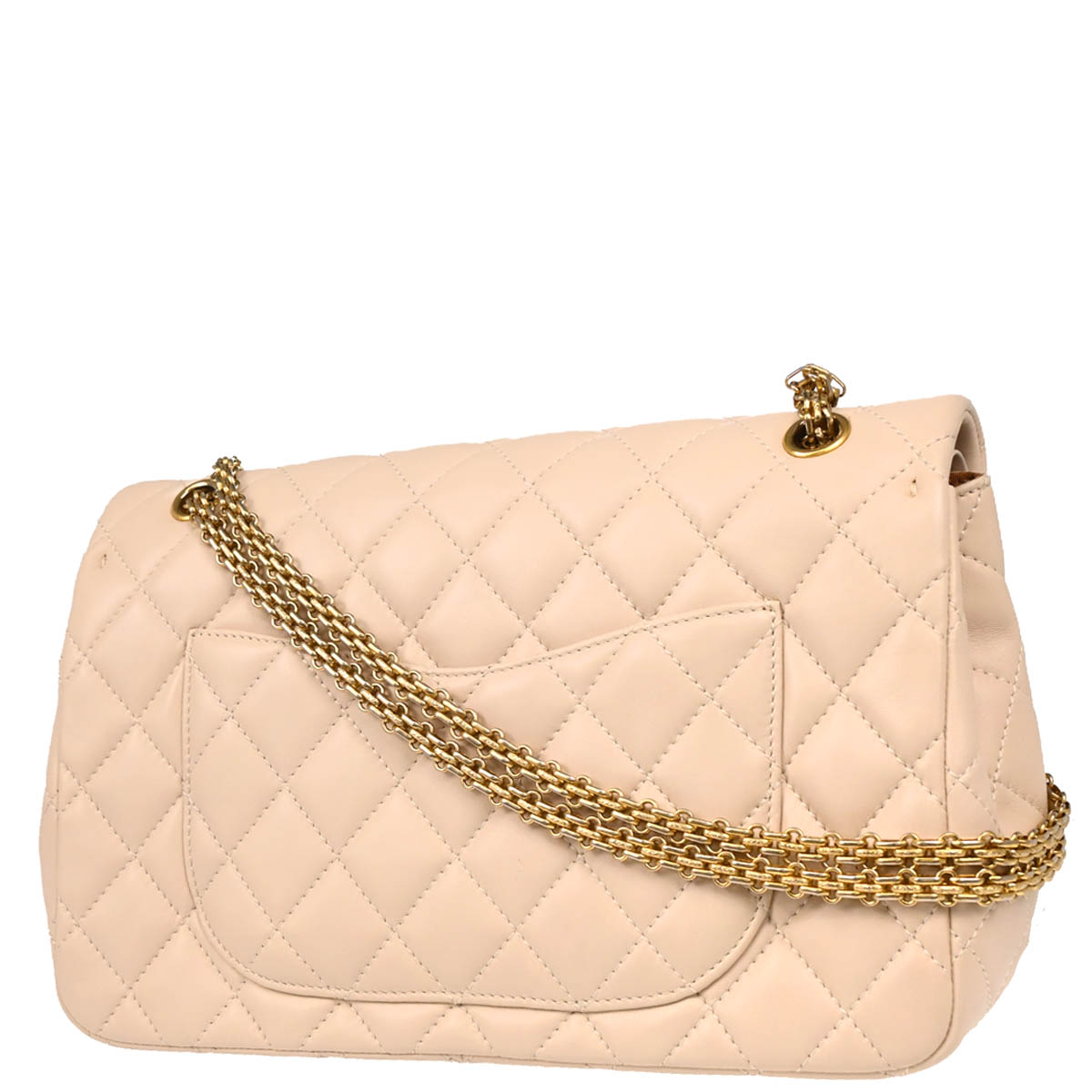 Chanel 2010-2011 Beige Lambskin 2.55 Jumbo Double Flap Shoulder Bag