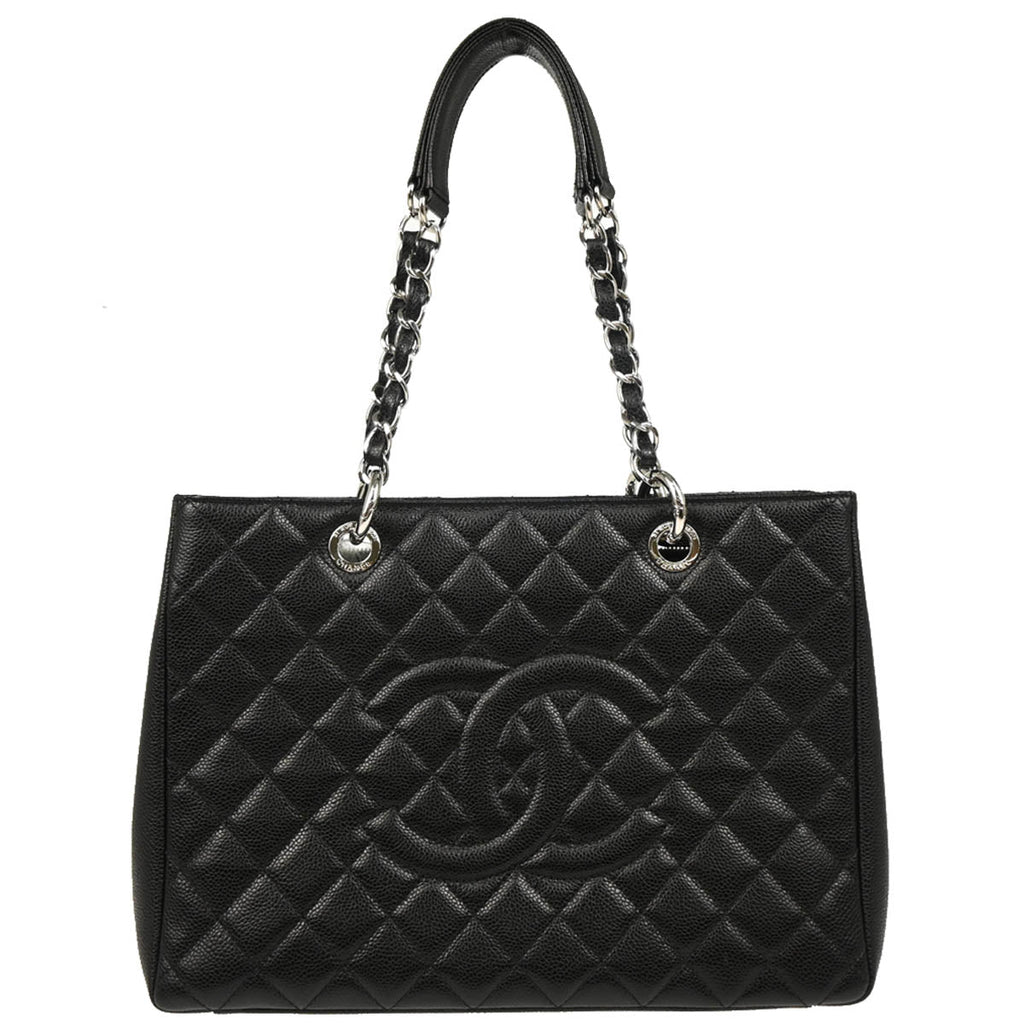 Chanel 2014 Black Caviar Grand Shopping Tote GST Handbag