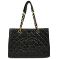 Chanel 2012 Black Caviar Grand Shopping Tote GST Handbag
