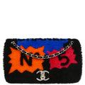 Chanel 2014-2015 Black Shearling Pop Art No.5 Full Flap Shoulder Bag