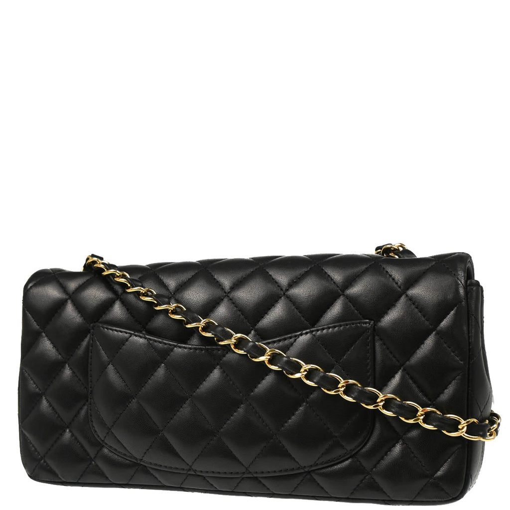 Chanel 2010-2011 Black Lambskin East West Shoulder Bag