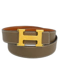 Hermes 2011 Gray Epsom Swift Constance Reversible Belt #90 Small Good