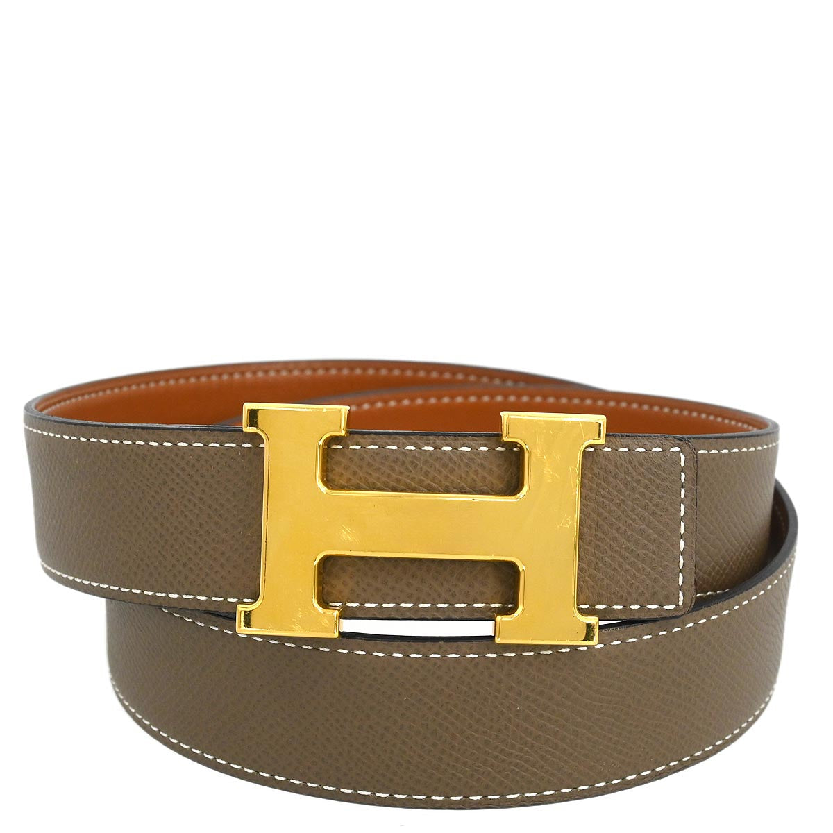 Hermes 2011 Gray Epsom Swift Constance Reversible Belt #90 Small Good