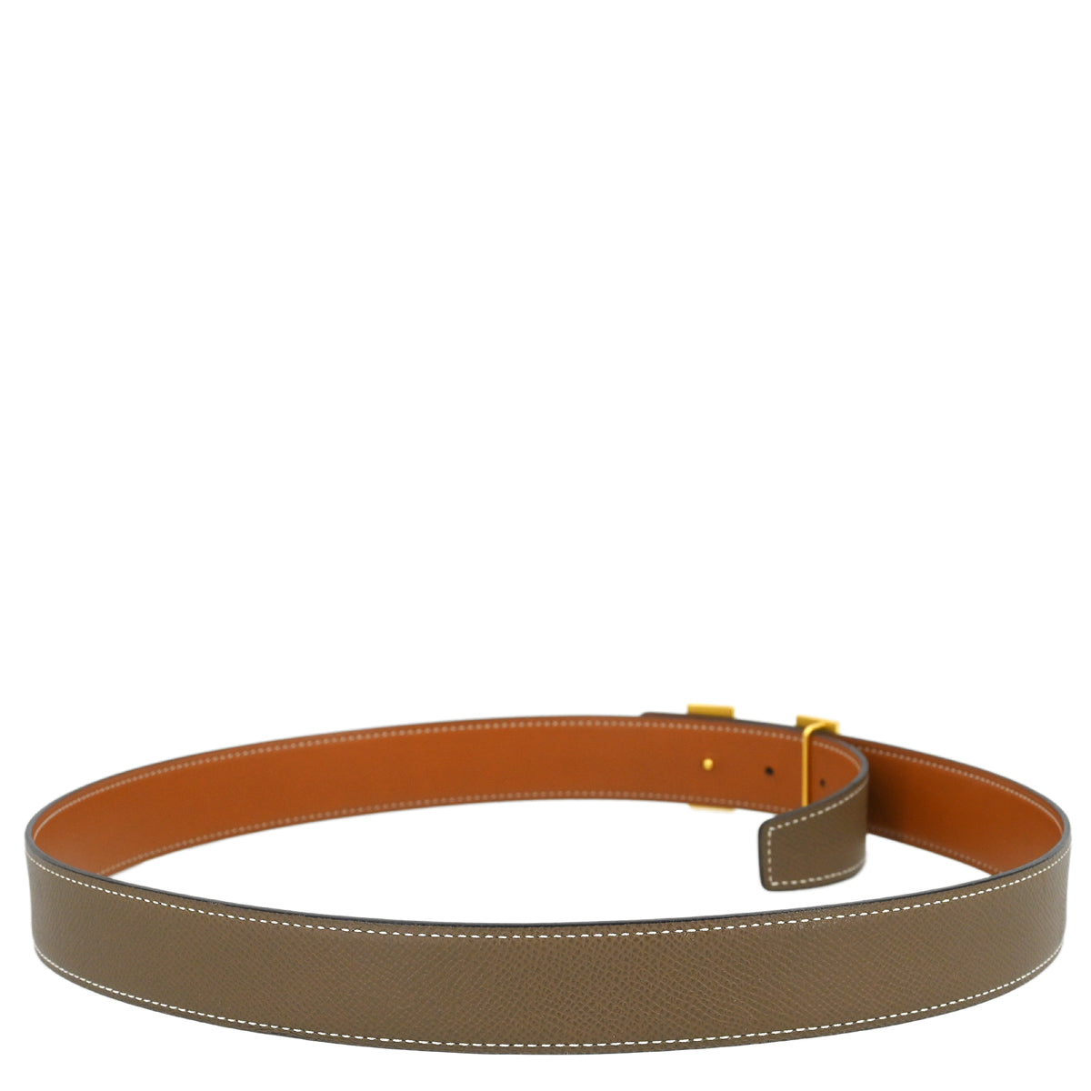 Hermes 2011 Gray Epsom Swift Constance Reversible Belt #90 Small Good