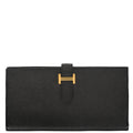 Hermes 2017 Black Epsom Bearn Soufre Bifold Long Wallet