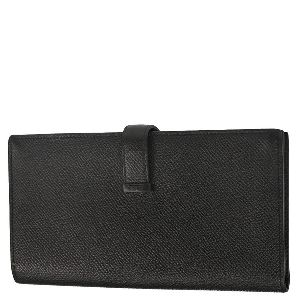 Hermes 2017 Black Epsom Bearn Soufre Bifold Long Wallet