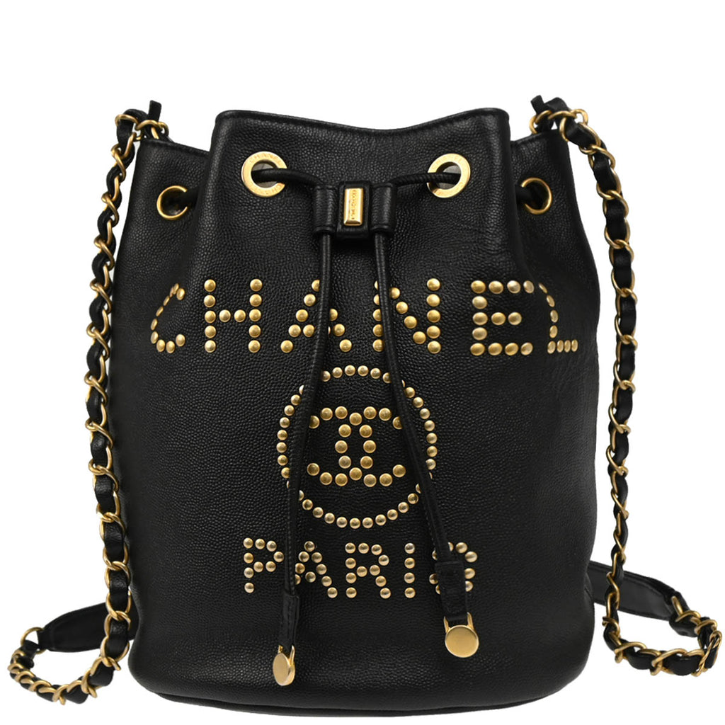 Chanel 2019 Black Caviar Deauville Bucket Bag