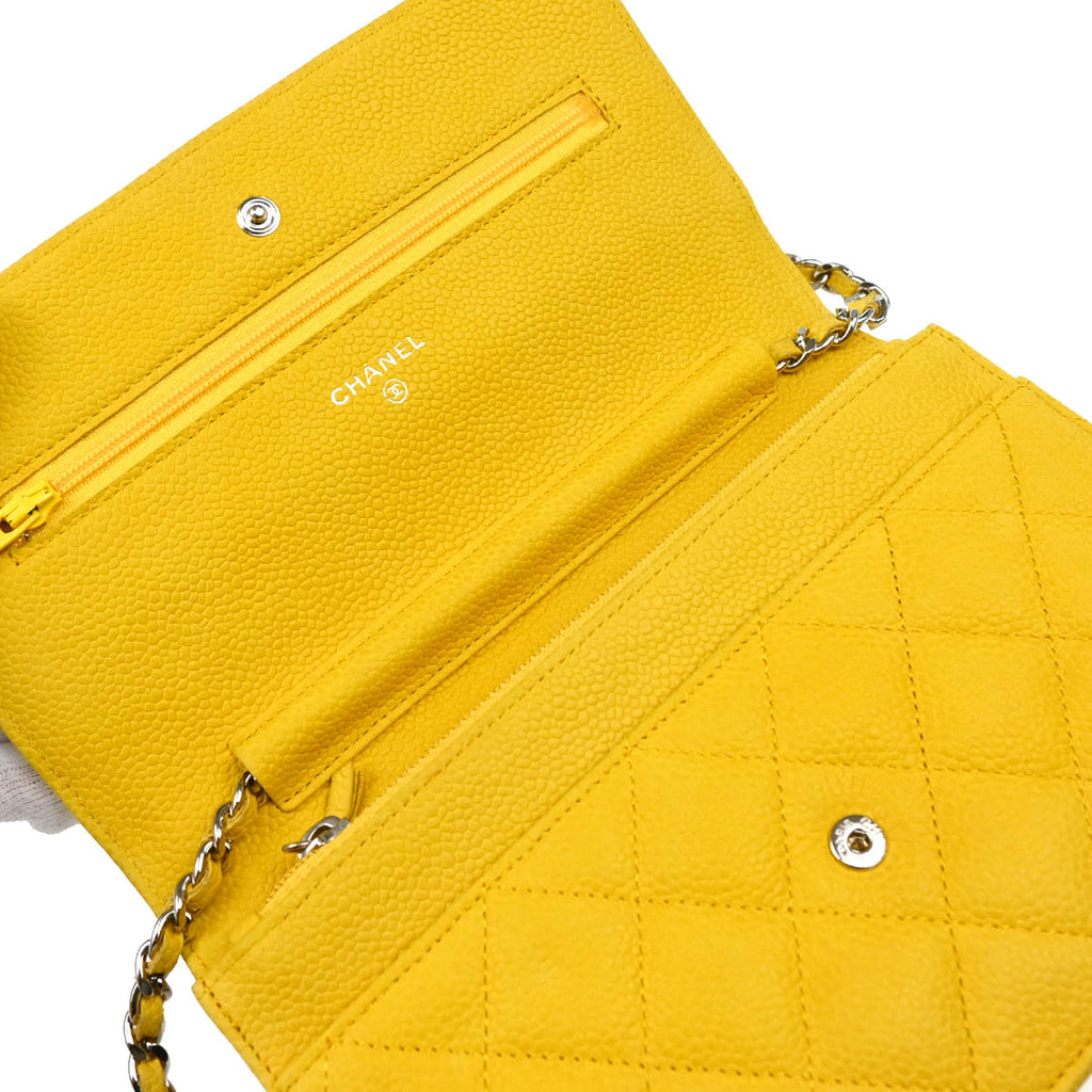 Chanel 2013-2014 Yellow Caviar Classic WOC Shoulder Wallet Bag