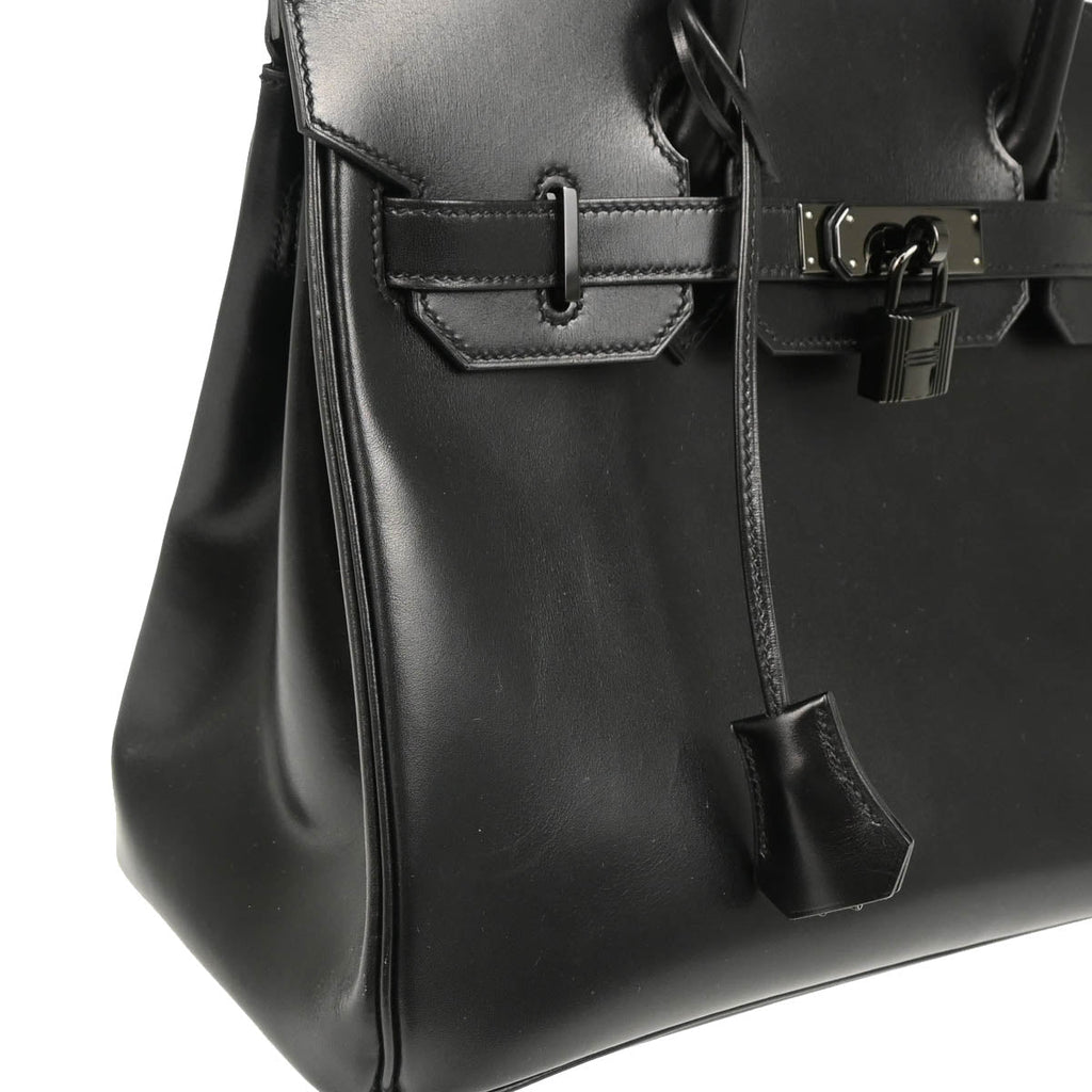 Hermes 2011 So-Black Box Calf Birkin 30 Handbag