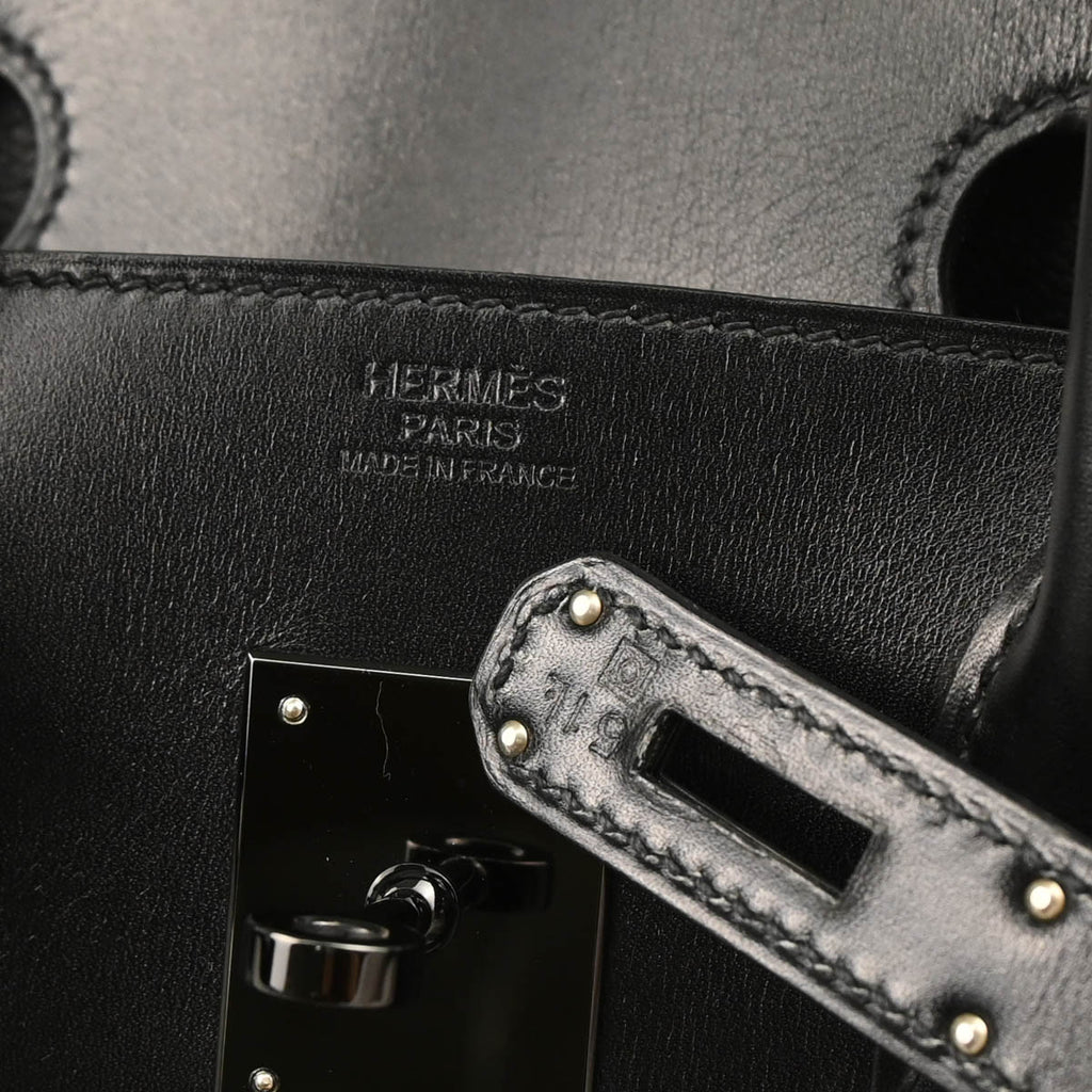 Hermes 2011 So-Black Box Calf Birkin 30 Handbag