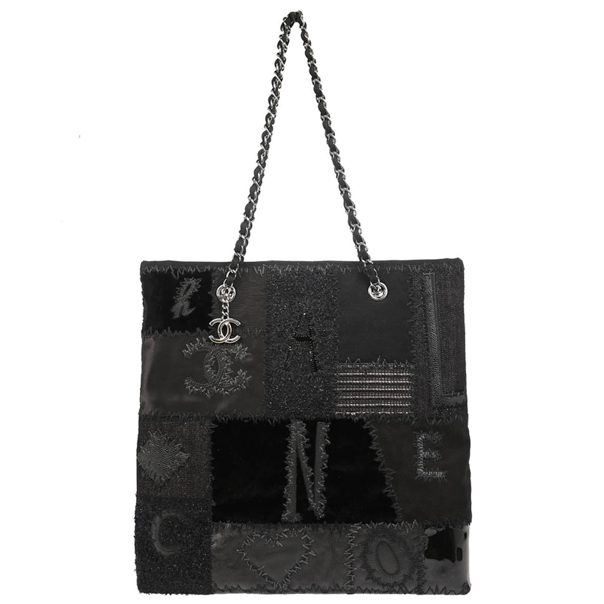 Chanel 2018 Black Patchwork Chain Tote Bag