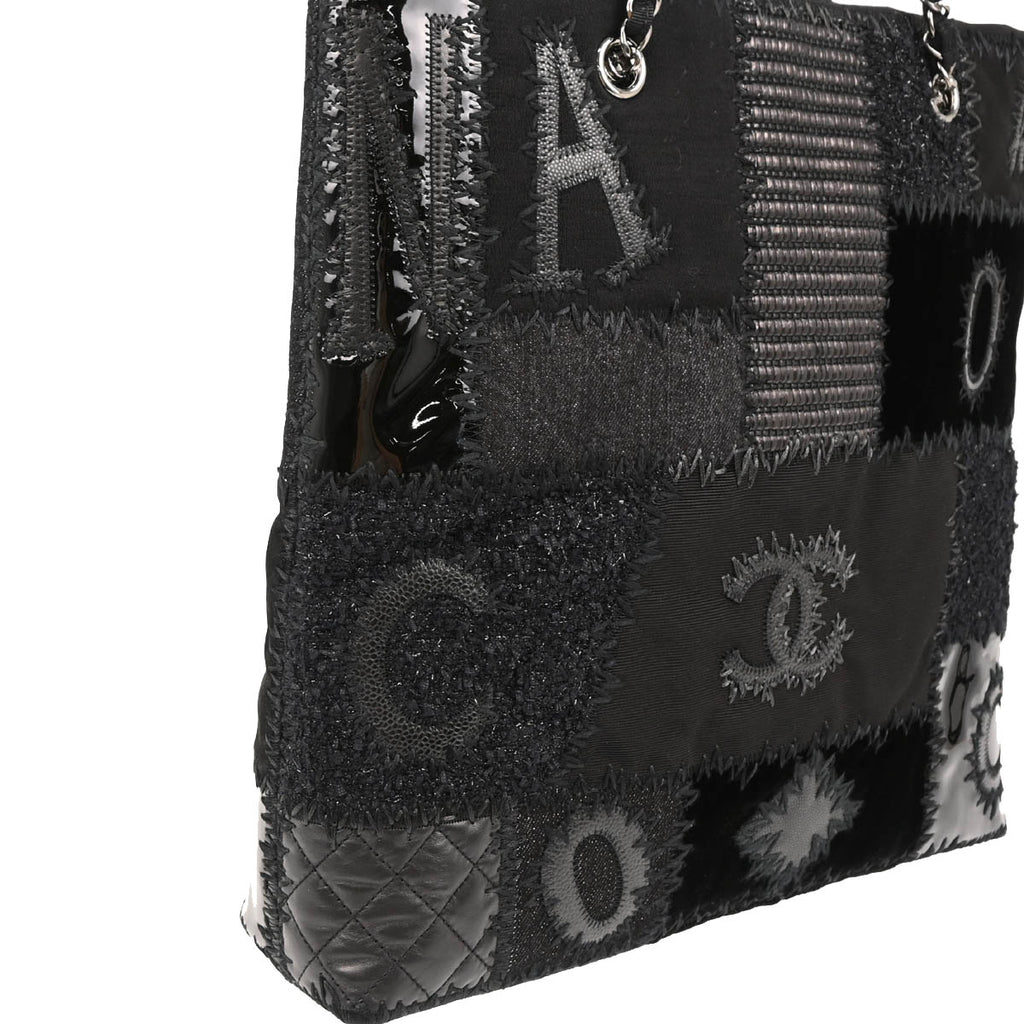 Chanel 2018 Black Patchwork Chain Tote Bag