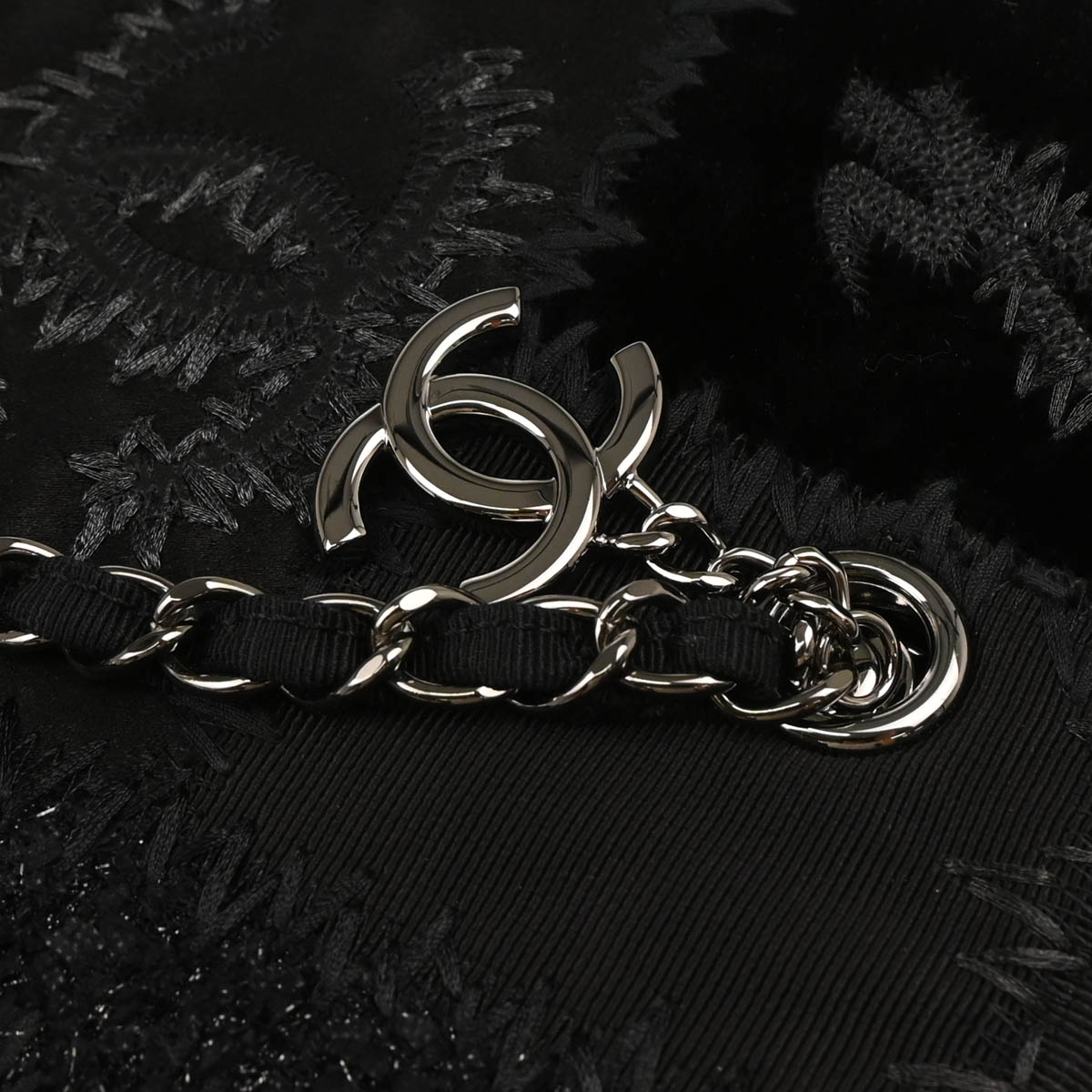 Chanel 2018 Black Patchwork Chain Tote Bag