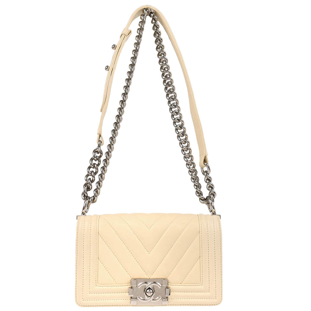 Boy Chanel 2016-2017 White Lambskin Small Chain Shoulder Bag