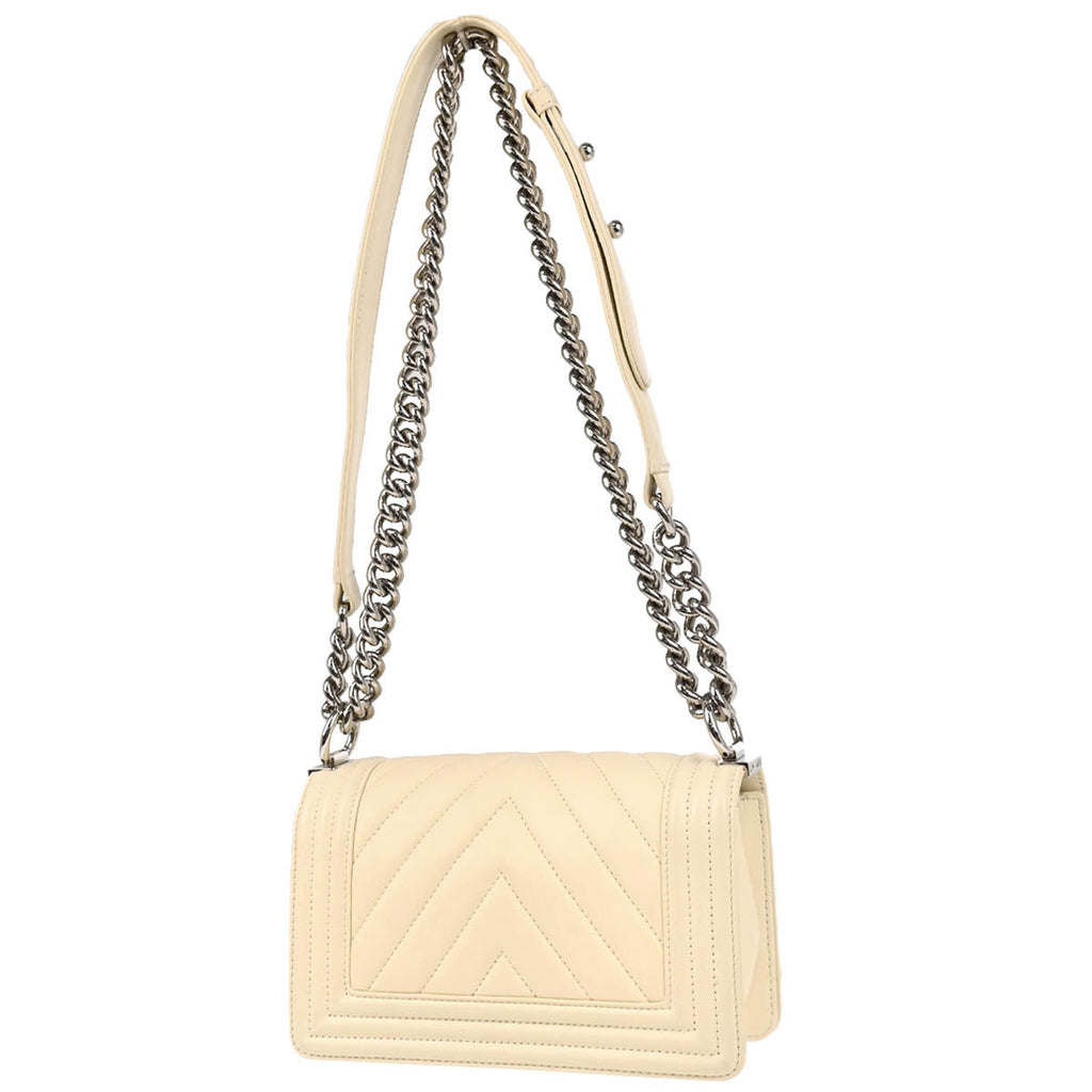 Boy Chanel 2016-2017 White Lambskin Small Chain Shoulder Bag